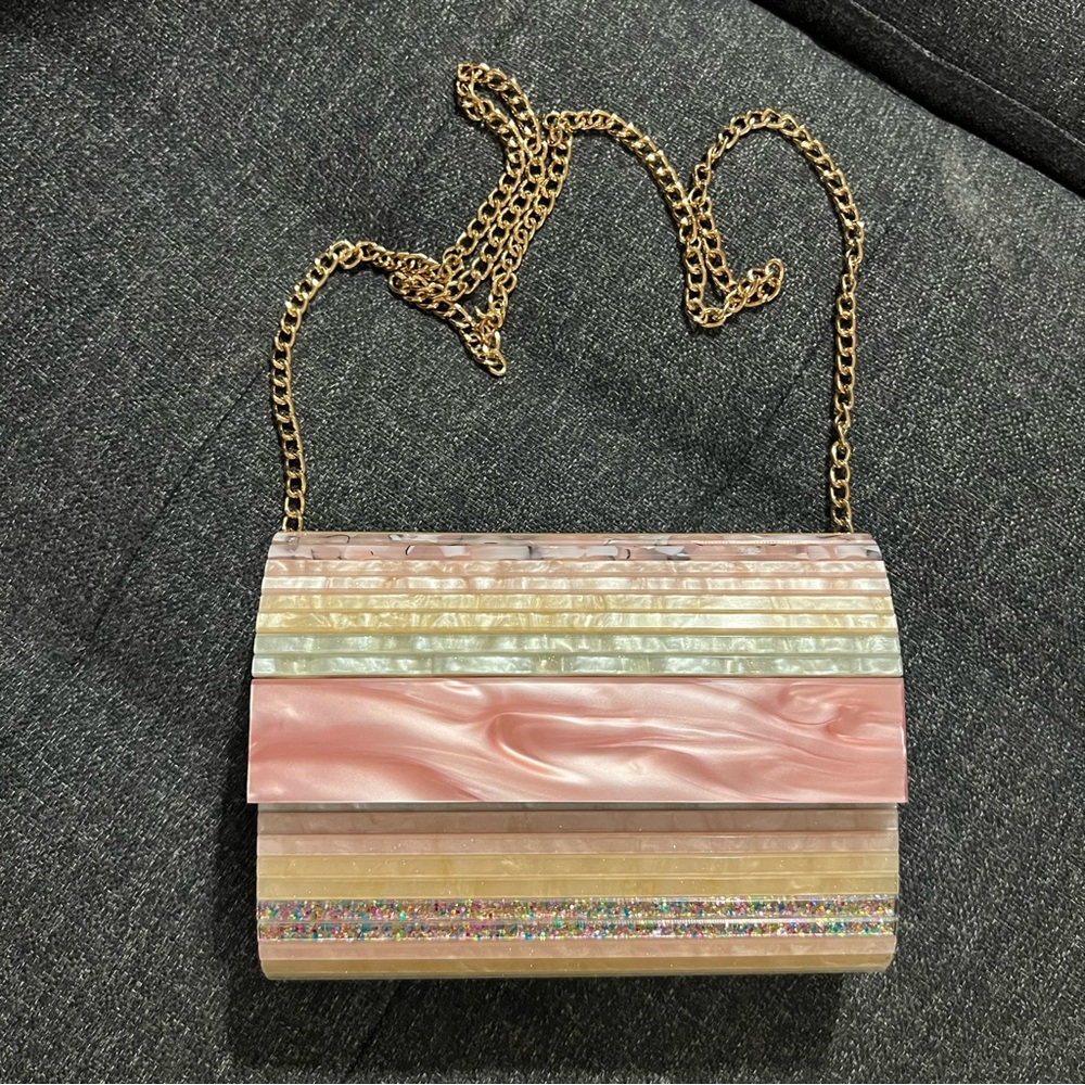Olga Berg Tacer Acrylic Foldover Clutch